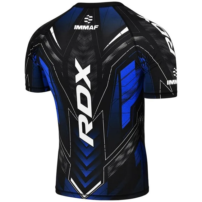 Рашгард RDX на короткий рукав, одобрен IMMAF, Черно синий
