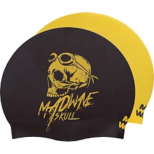 Двухсторонняя шапочка для плавания силиконовая для взрослых MADWAVE SWIM SCULL reversible M055025 (Черный-желтый)