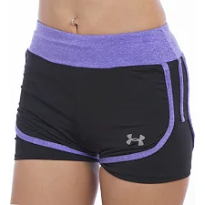 Спортивные шорты двойные 2 в 1 женские UNDER ARMOUR E307 (Черный-фиолетовый)