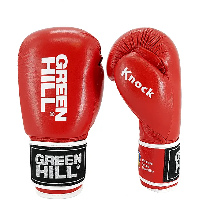 Боксерські рукавички Green Hill Knock з печаткою ФБУ (червоний)