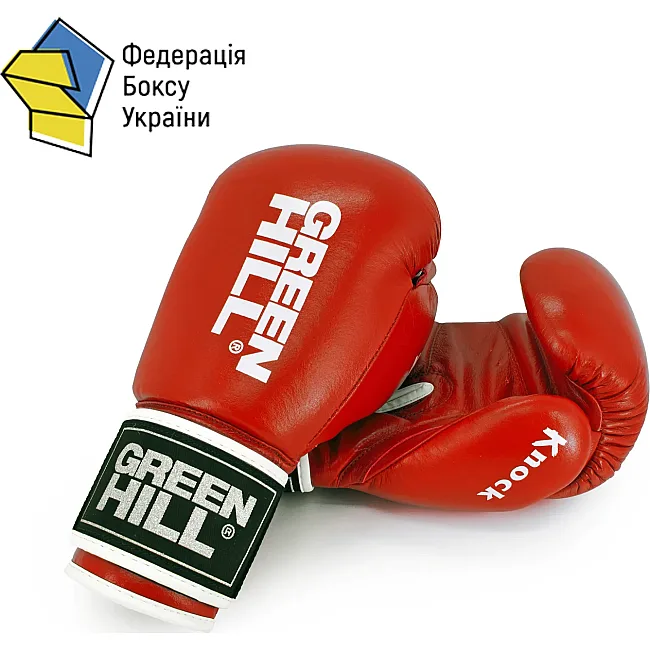 Боксерські рукавички Green Hill Knock з печаткою ФБУ (червоний)
