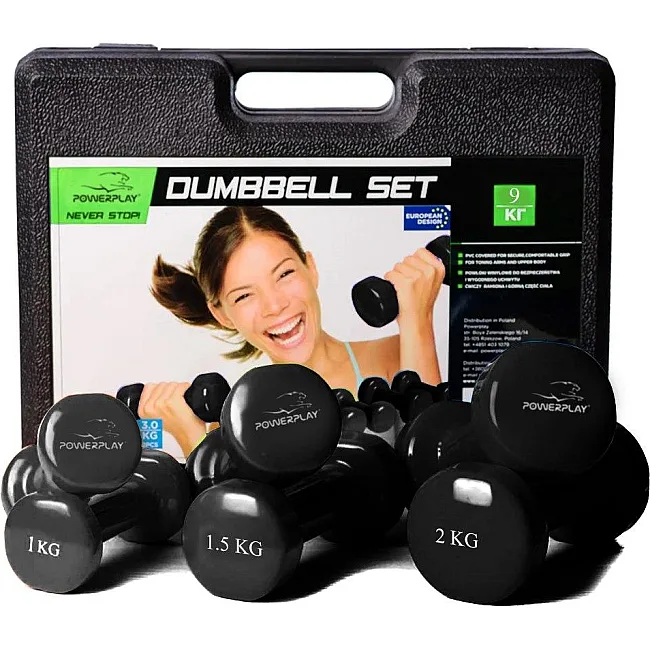 Набор гантелей в кейс 9кг. POWERPLAY 4121 Fitness Dumbells (2шт*1кг. 2шт*1,5кг. 2шт*2кг.)