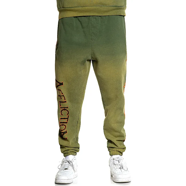 Штаны AFFLICTION Absolution Sweatpant Vtg. Green Potassium Spray