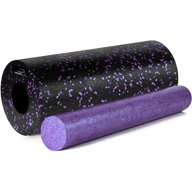 Массажный набор PowerPlay PP_4015 EPP Foam Roller Set 4in1 (2-я роллы + 2-я мячи) Черно-Фиолетовый