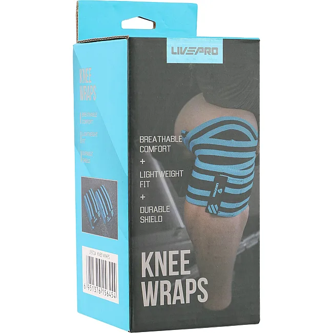 Коленные бинты для приседаний KNEE WRAPS LiveUp LP8724 2шт (Синий-черный)
