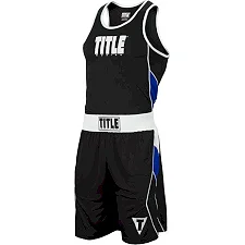 Форма для бокса подростковая TITLE Aerovent Elite Amateur Boxing Set 8 Черная с синим