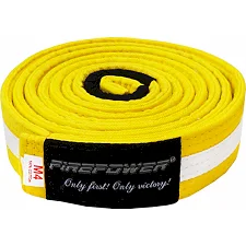 Пояс детский для Бразильского Джиу-Джитсу Firepower Classic Light Желтый с белой полоской