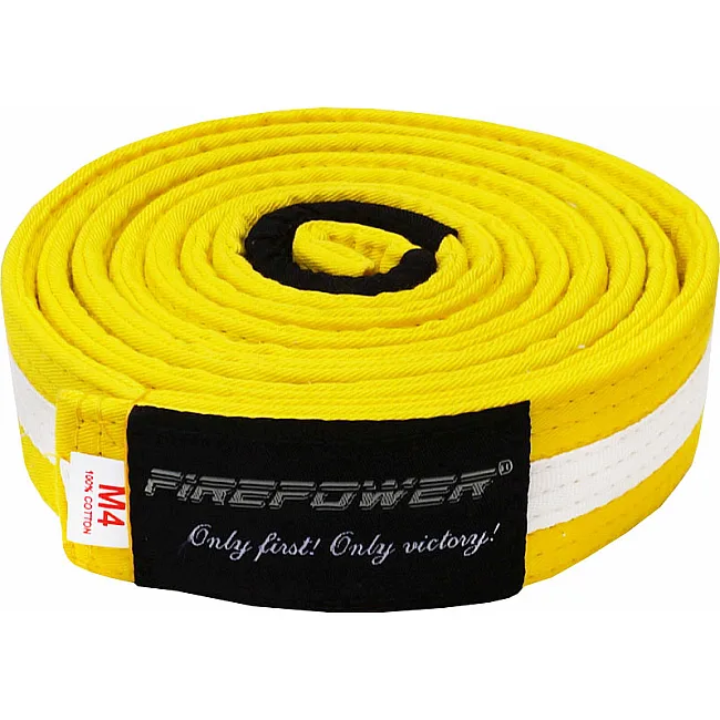 Пояс детский для Бразильского Джиу-Джитсу Firepower Classic Light Желтый с белой полоской