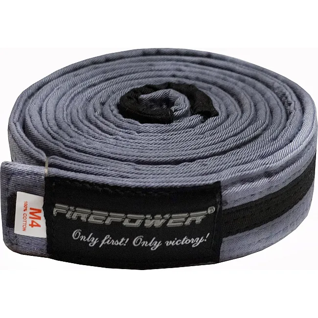 Пояс детский для Бразильского Джиу-Джитсу Firepower Classic Light Серый с черной полосой